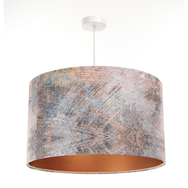 1 - Light Copper Drum Pendant, 107cm H x 40cm W x 40cm D