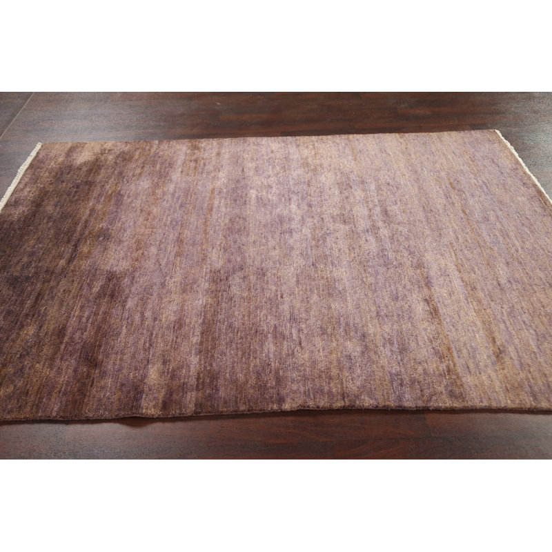 Tapis abstrait mauve intérieur / extérieur noué à la main 6 x 8