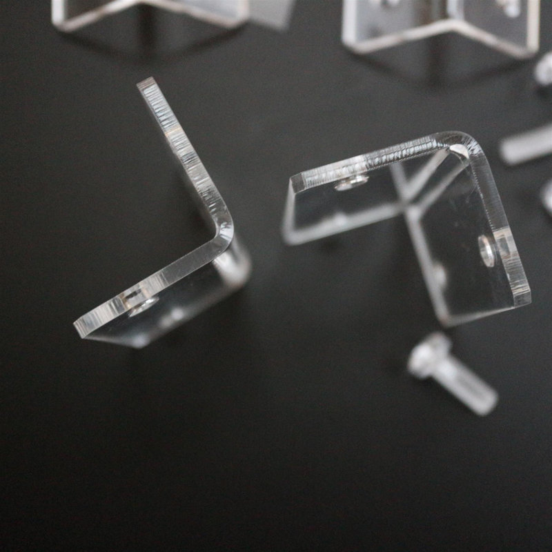 Angled L Brackets Polished Clear Transparent Perspex Acrylic + 20x M5 Bolts