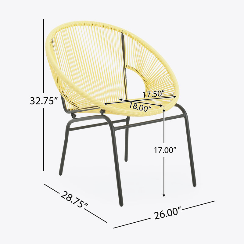 Chaise d'extérieur en osier, ensemble de 2, Jaune