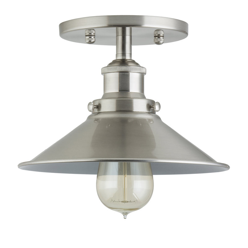 Plafonnier semi-encastré à 1 lumière de 8,25 po Gravette, Nickel brossé