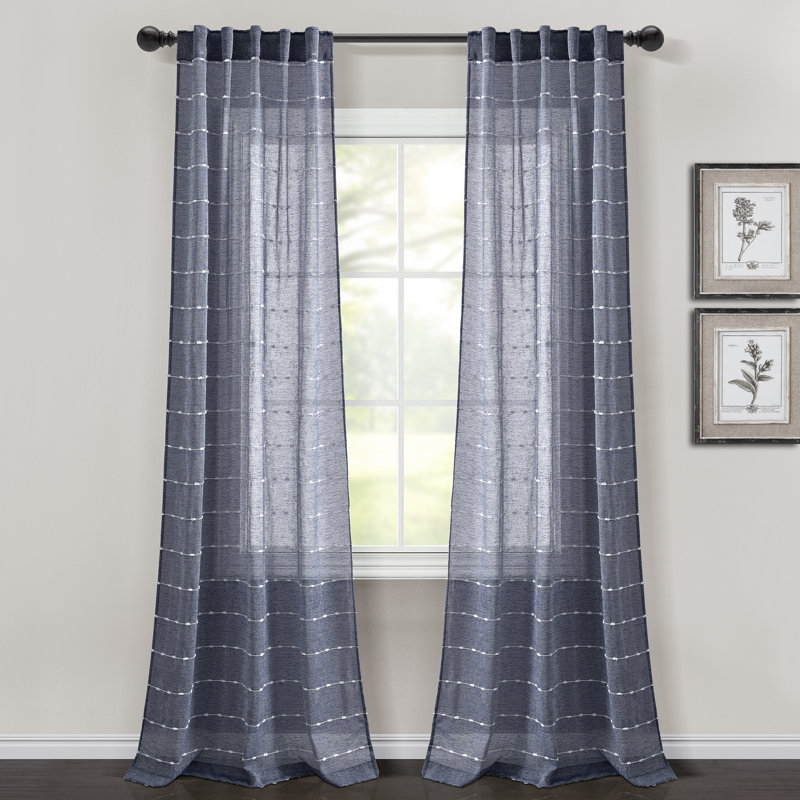 Paire de rideaux transparents , L 38 po x L 84 po, Marine