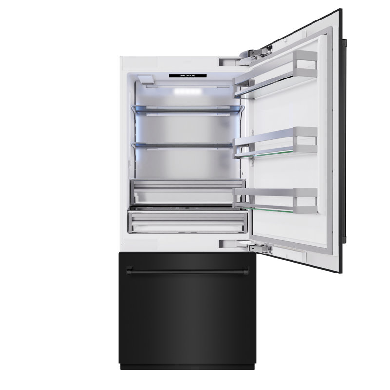 ZLINE 36 in. Built-In Refrigerator w/ Water Dispenser & Ice Maker in Black Stainless, Black Stainless Steel