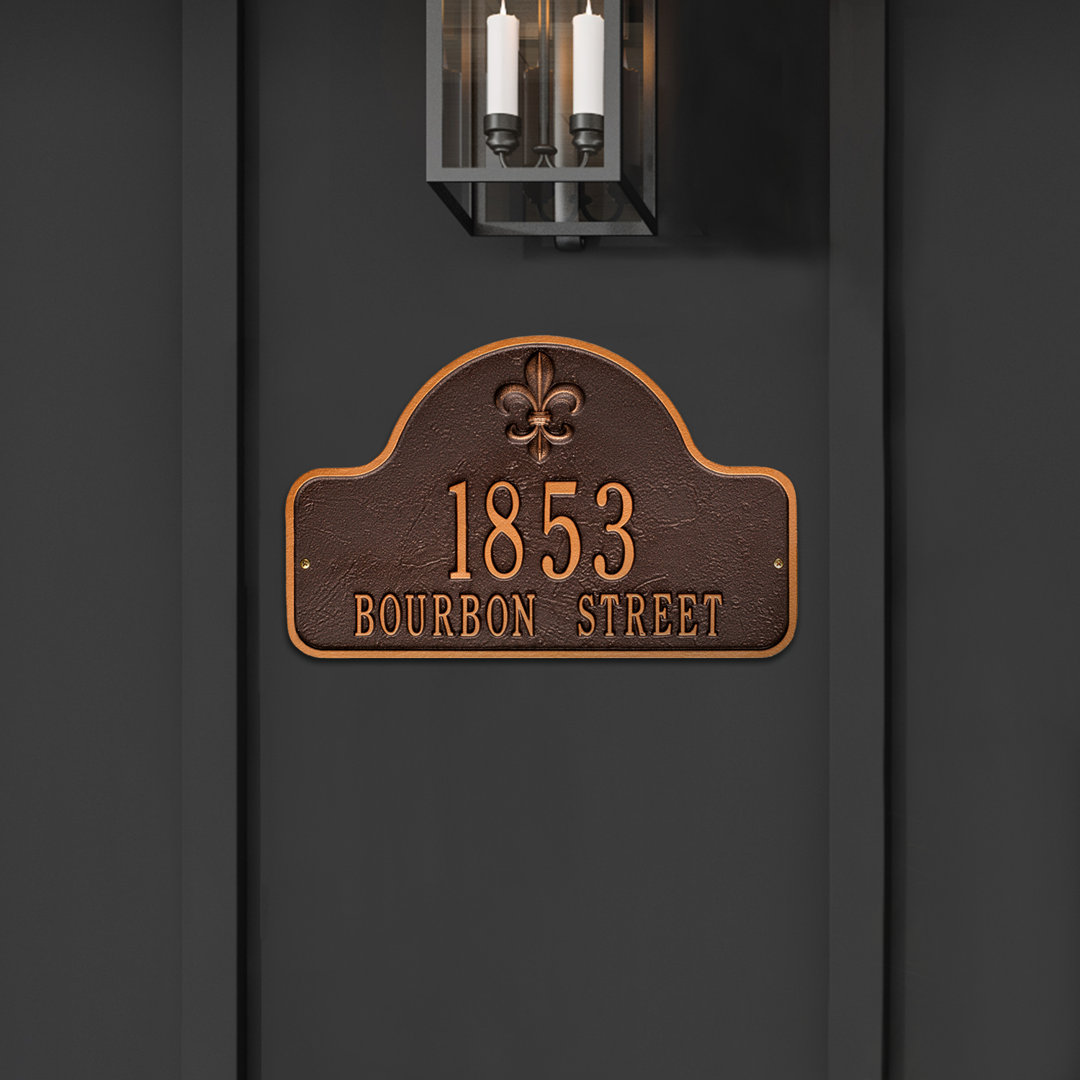 Fleur de Lis Address Plaque Old Century Forge Background 