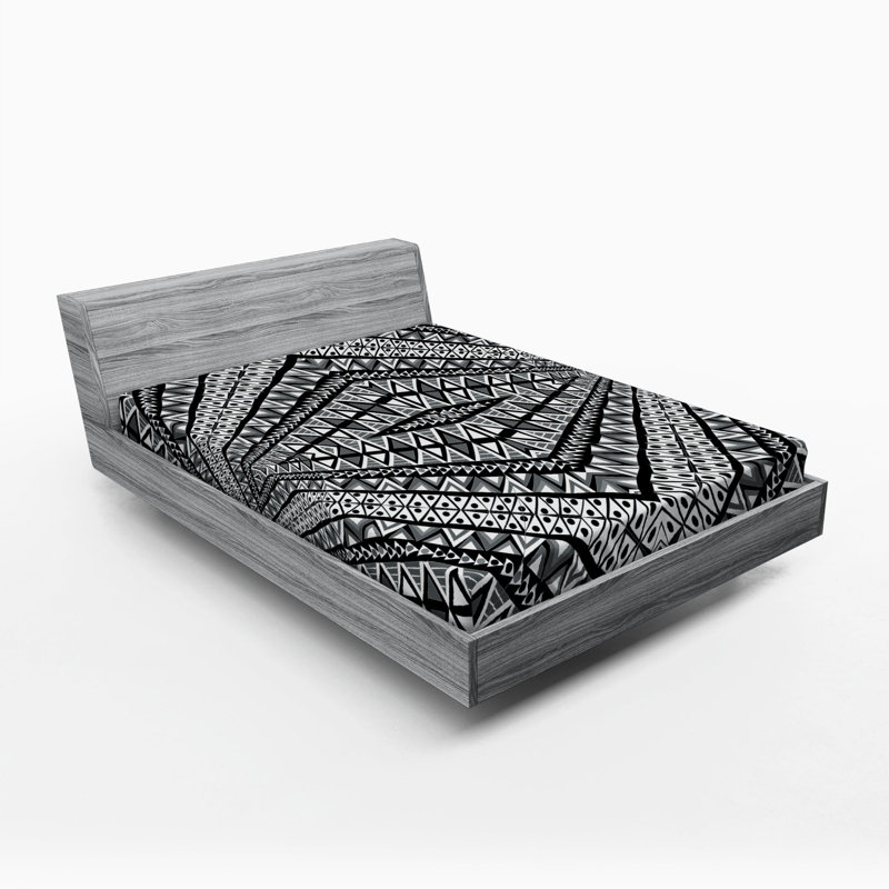 Microfiber Geometric Fitted Sheet, Queen Fitted Sheet