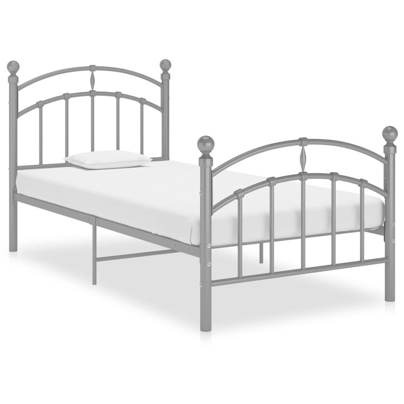 Shept Mallet Metal Bed, Grey, 90 x 200 cm