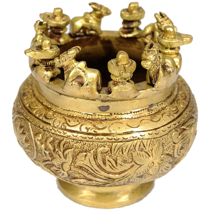 Brûleur d'encens Shiva Linga et Nandi, Or