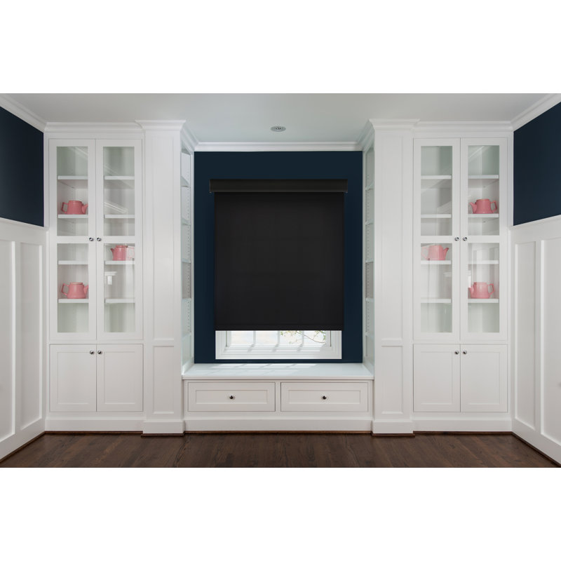 Store à enroulement rond sans fil 1% Linen Avenue, L 25,25 po x L 66 po, Noir