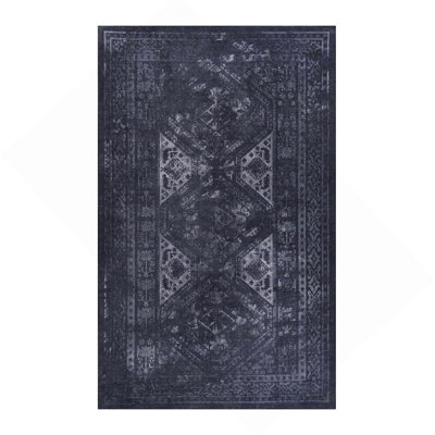 Black Washable Rug Area Rug