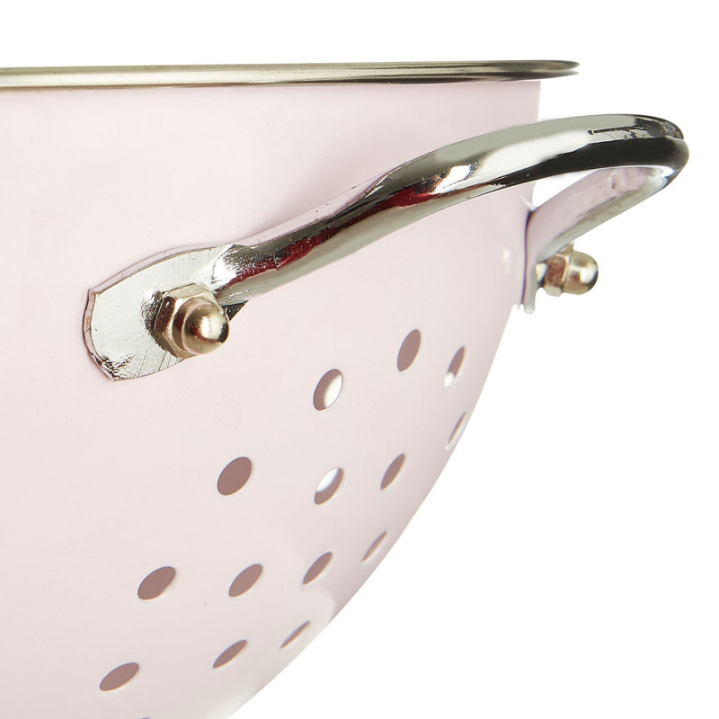 Symple Stuff Stainless Steel Colander, Pastel Pink