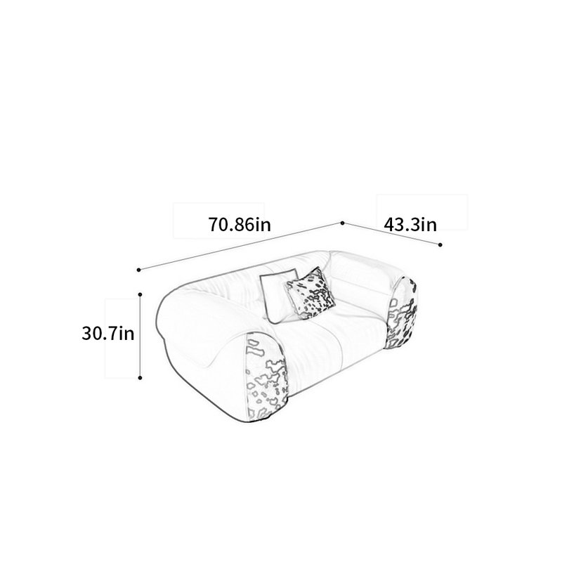 Canapé droit français moderne de style crème, 2, H 30,7 po x l 70,86 po x P 43,3 po