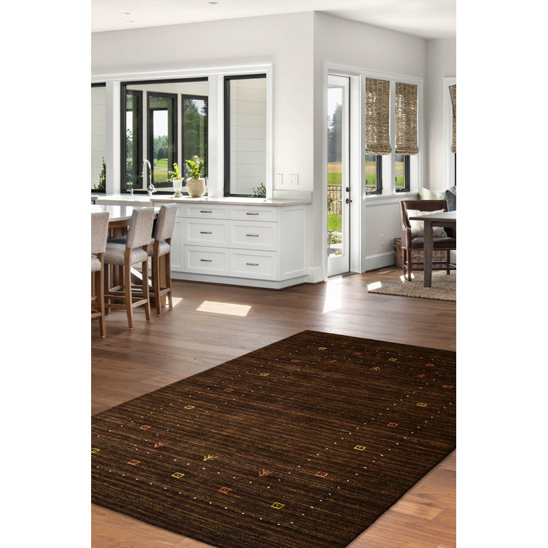 Tapis brun Kashkuli Gabbeh 4 pi 11 po x 7 pi 8 po