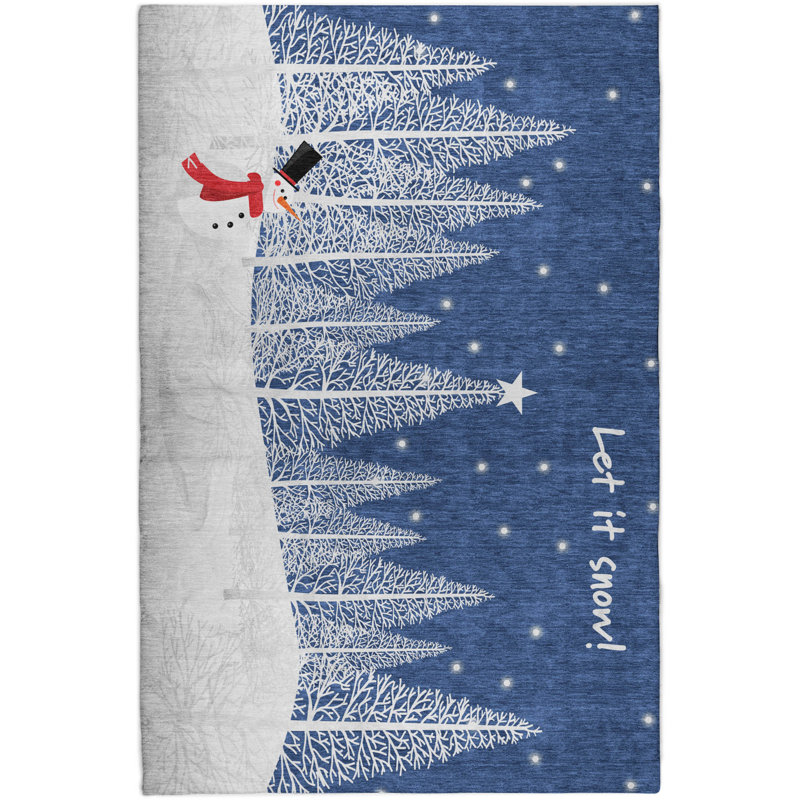 Premium Machine Washable Dream Shag ADS223 Snow Scene Rug, 10' x 14'