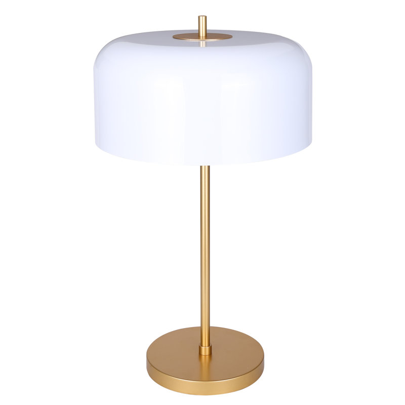 Aleysia 23 In. Gold Table Lamp With Matte White Metal Shade And Line Switch