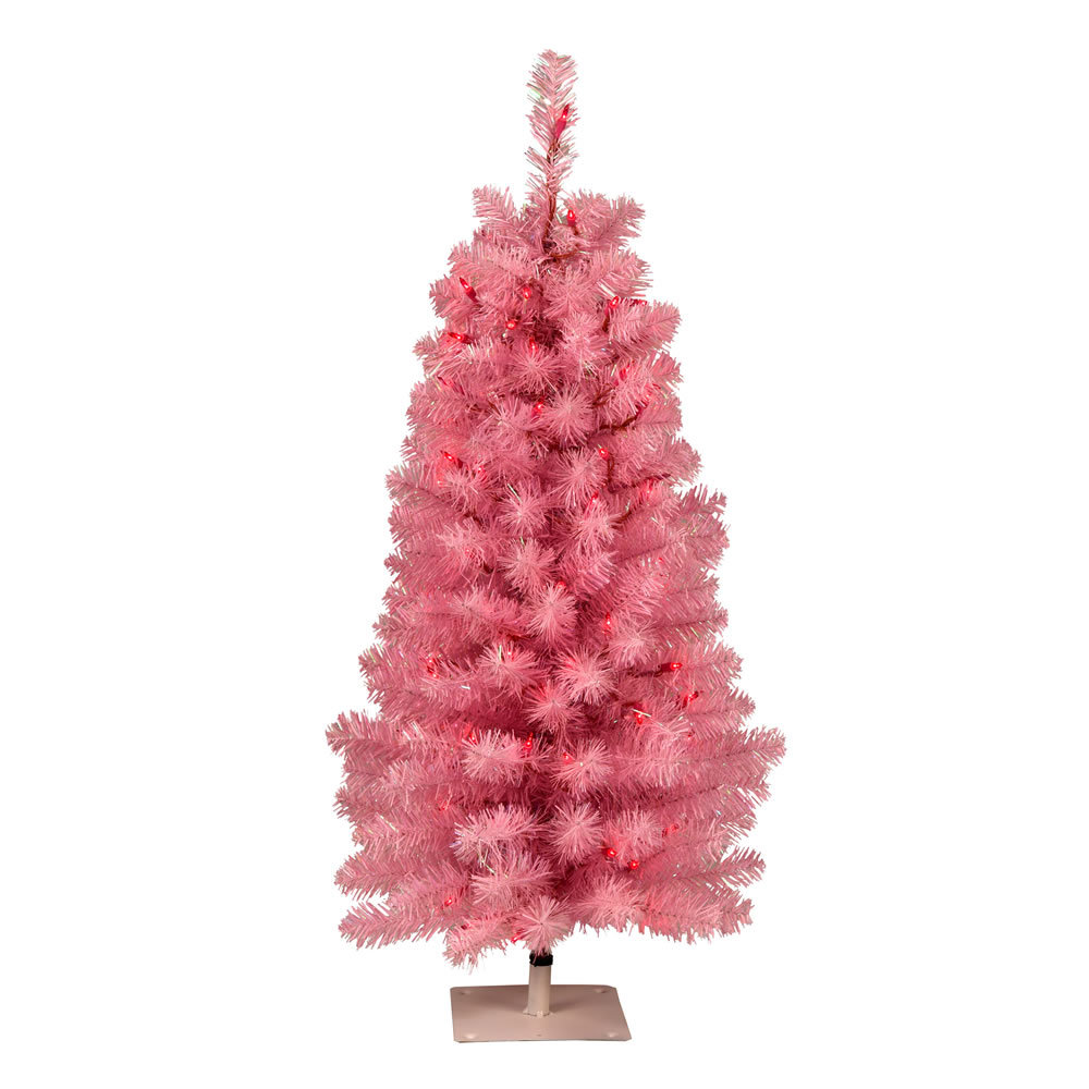 The Holiday Aisle® Vickerman Pink Pine Artificial Christmas Tree 36'' Lighted Pine Christmas