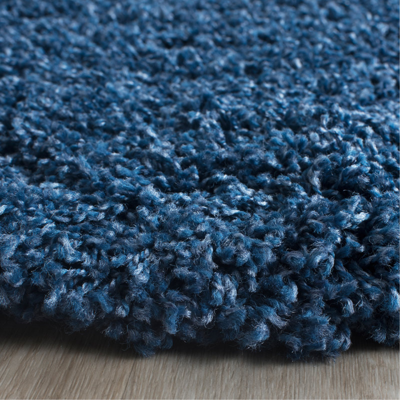 Rizco Shag Performance Solid Color Rug, Round 6'7"