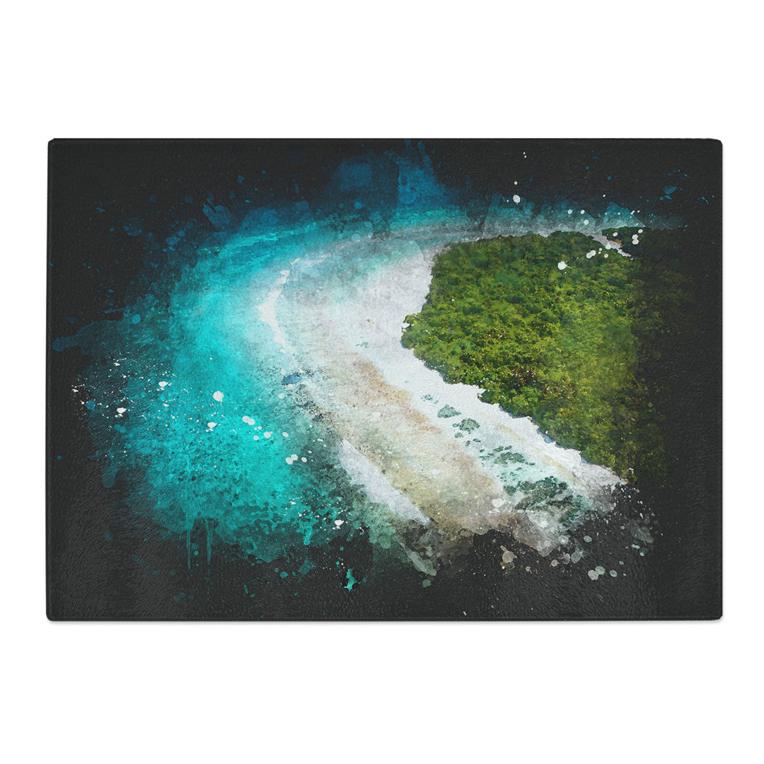 Tempered Glass Maldives Beach Chopping Board