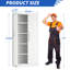 Armoire de garage en métal blanc avec 4 tablettes réglables et verrou antivol pour la classe Pantry