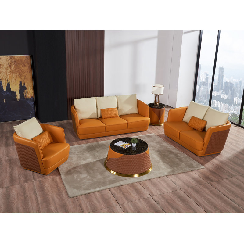 Glamour Marble Coffee Table, Orange/Brown