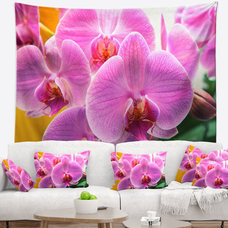 Magnifique tapisserie orchidée mauve, H 32 po x l 39 po