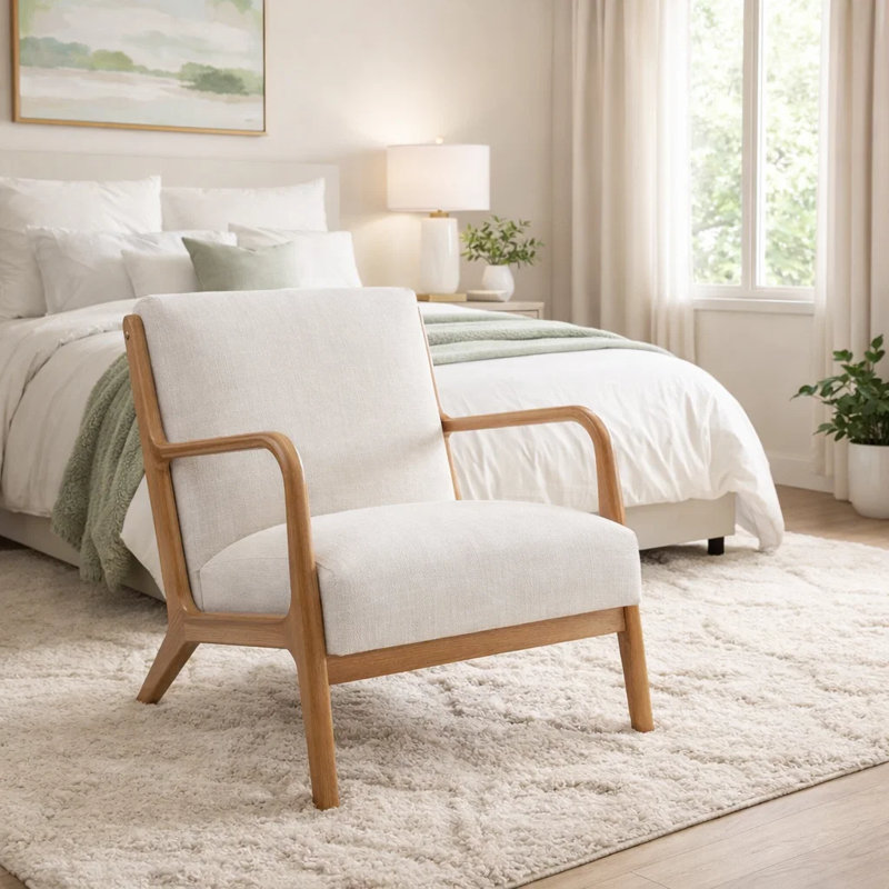 Jenasys Upholstered Accent Chair, Beige Linen