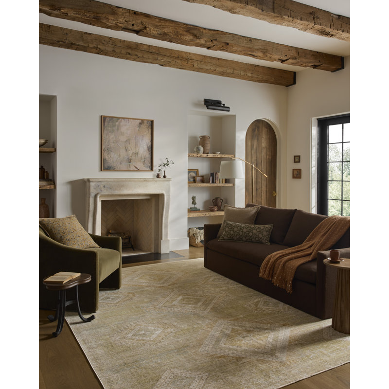 Tapis pistache / argile Loloi Elora, Échantillon pistache / argile 18 po x 18 po, Pistache / argile