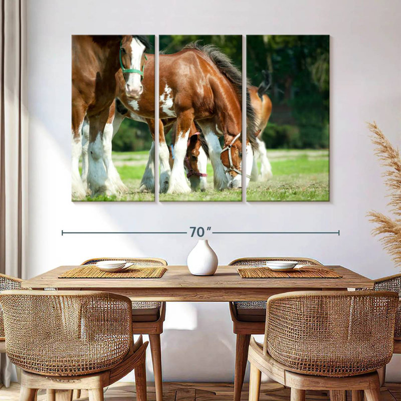 Chevaux Clydesdale, H 42 po x l 65 po