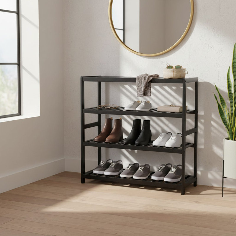 12 Pair Shoe Rack, Black