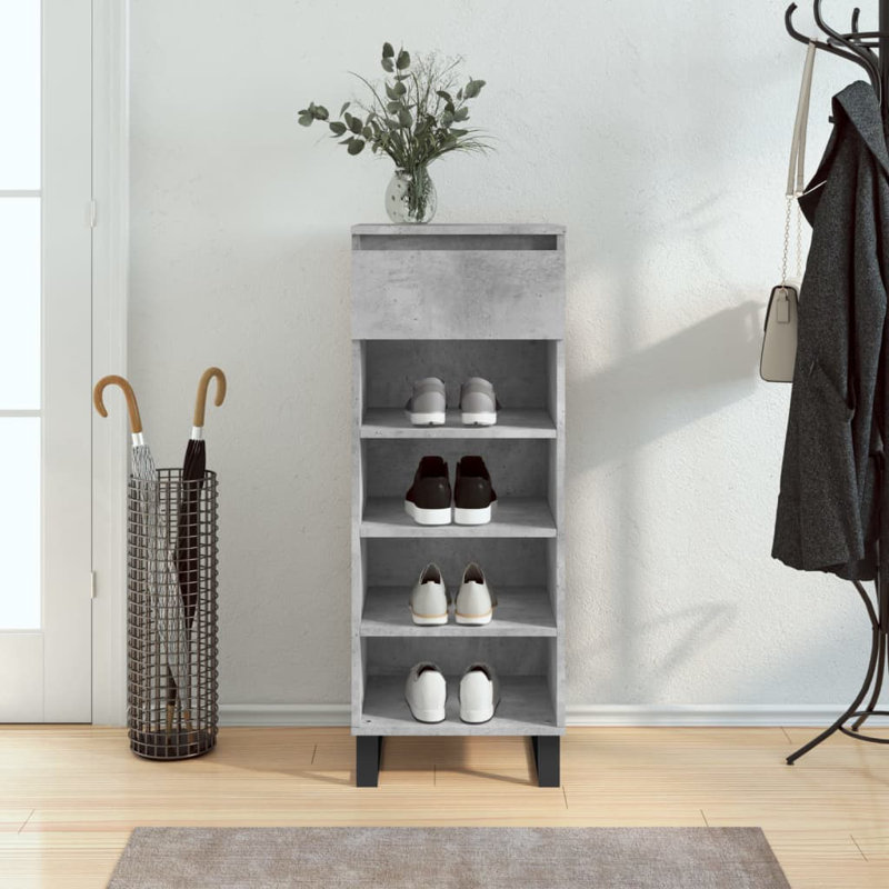 4 Pair Shoe Storage Cabinet, Concrete Grey