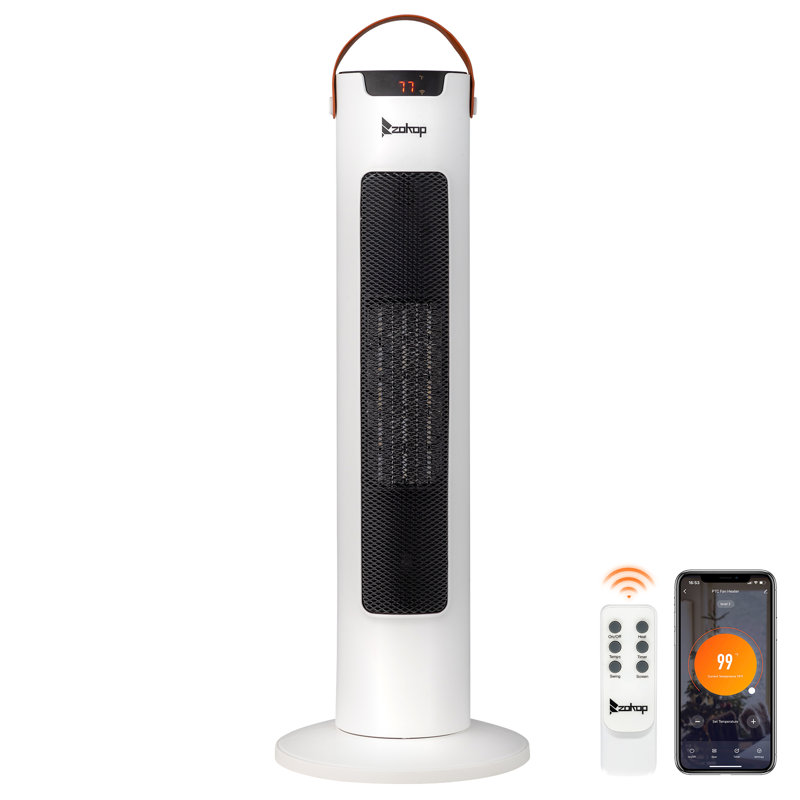 1500 W Electric Tower Ceramic Space Heater With Timer In White