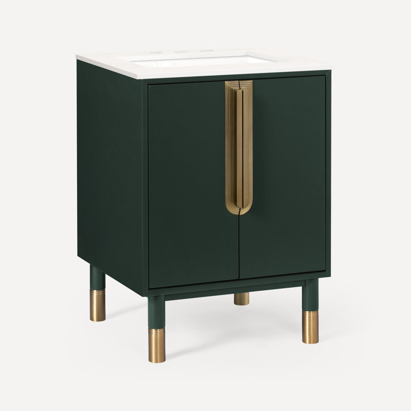 Islamorada 24" Vanity With Quartz Stone Vanity Top, Nori, Quartz White, Three-Hole