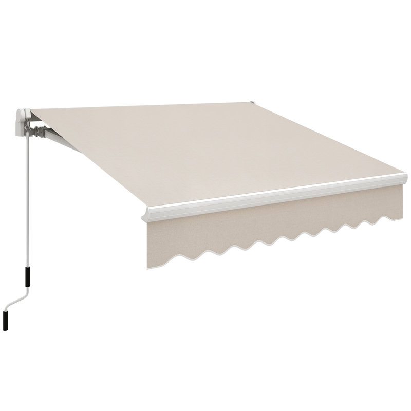Store banne rétractable pour terrasse de 2,44 m x 2 m, protection solaire extérieure manuelle pour fenêtre de terrasse, Beige