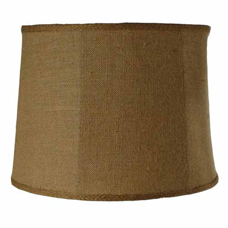 Burlap Cotton Drum Lamp Shade ( Spider ) in Brown, 14" H x 16" W x 12" D