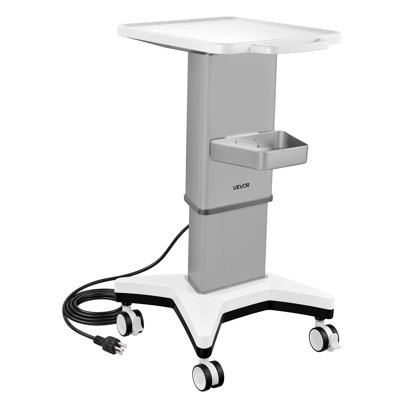 Chariot médical électrique à levage, charge maximale de 50 kg (110,23 lb), pour cliniques, hôpitaux et laboratoires. Support stable, hauteur réglable, roulement silencieux et roues pivotantes à 360° avec freins.