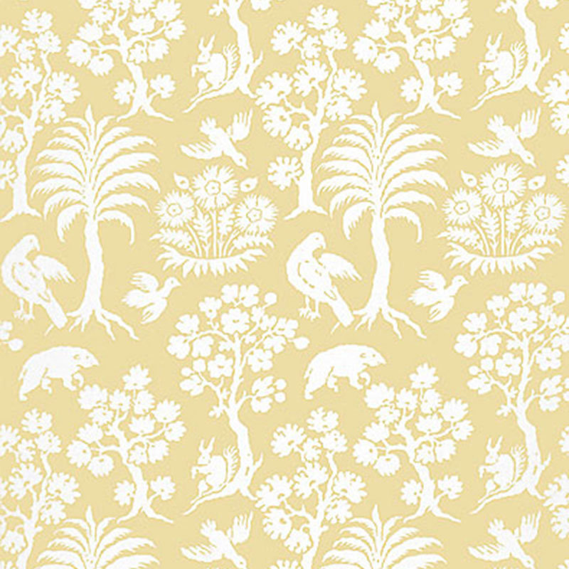 Palm Damask Wallpaper Double Roll, Sunlight