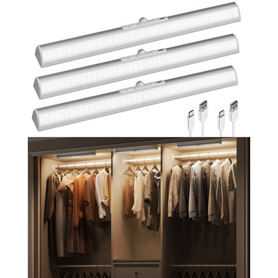17" Curved Rechargeable Motion Sensor Cabinet Lights with 3600mAh Battery (Set of 3)