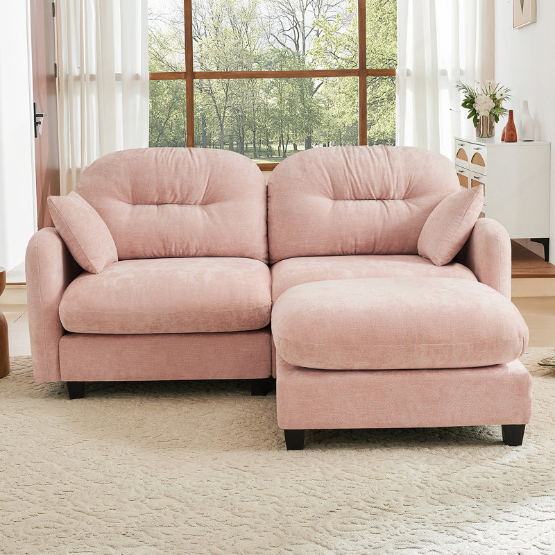 Canapé modulaire en L avec repose-pieds Cloud, tissu doux, dossier capitonné, mousse haute densité pour les chambres à coucher, les salons et les coins lecture