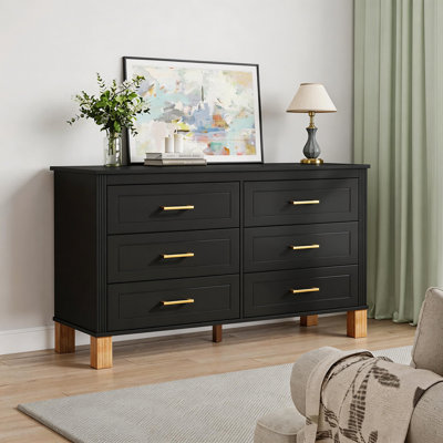 Heavy-Duty Wooden 6-Drawer Double Dresser
