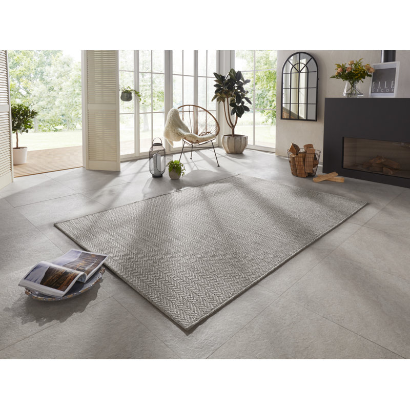 Caen Flatweave Grey Indoor/Outdoor Rug, Rectangle 120 x 170cm