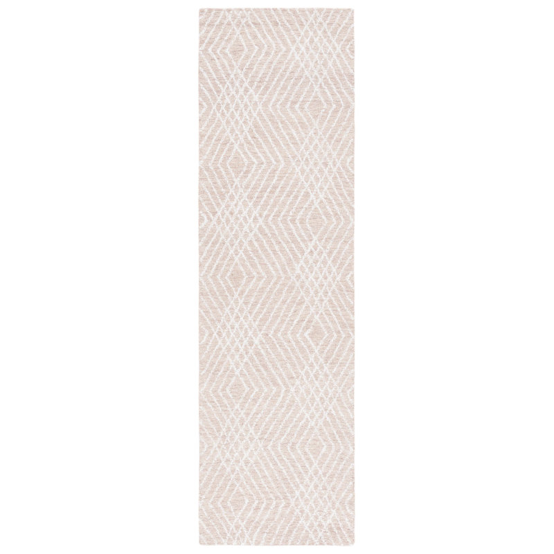 Sabrinia Abstract Hand Tufted Wool/Chenil/Cotton Abstract Rug in Beige/Ivory, Runner 2'3" x 8'