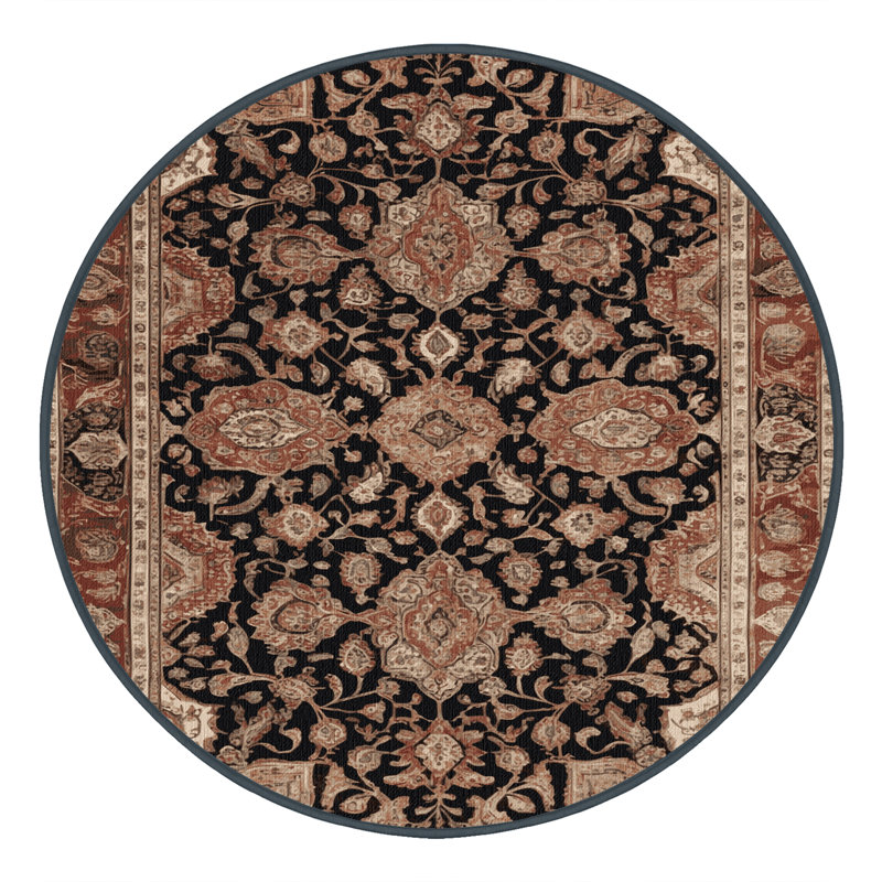 Tapis brun lavable à la machine, Rond 7 pi