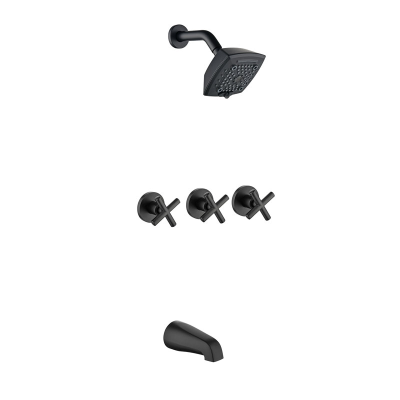 3 Handle Shower Faucet Set With Tub Spout 6-spray Shower Head And Handle Set Shower Trim Kit With Rough-in Valve Bathroom Shower Faucet Valve Trim Kit Shower System