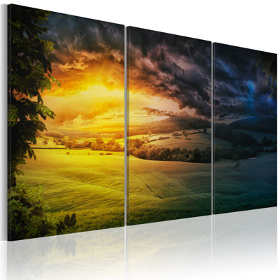 Land Of The Rising Sun - 3 Piece No Frame Print on Canvas