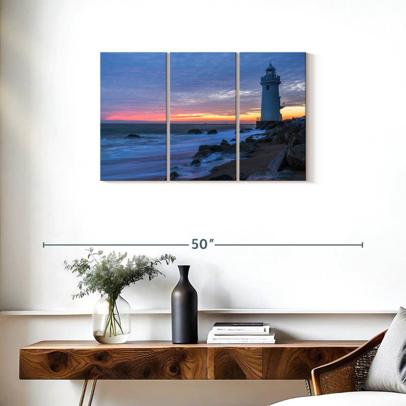 Lighthouse sunset landscape Aletra, H 20 po x l 33 po