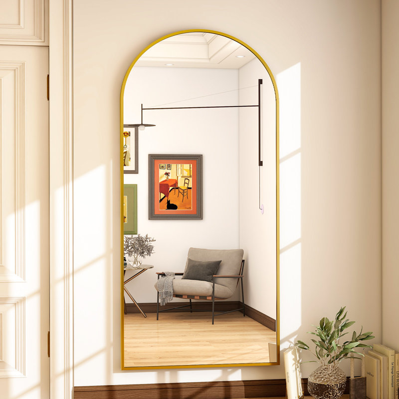 Miroirs muraux surdimensionnés arqués, Doré, 77 po x 38 po