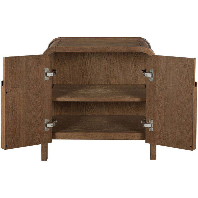 Table de chevet en placage de chêne Esai et bois massif, Brun
