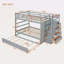 Lit superposé double au-dessus de double avec lit gigogne simple et escalier-1754564789