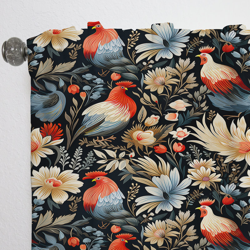 Rideau obscurcissant Country Charm Red Rooster - 1 panneau, L 52 po x L 120 po