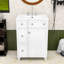 Meuble-lavabo simple autoportant avec deux tiroirs de rangement et lavabo en céramique Olguin-923375376