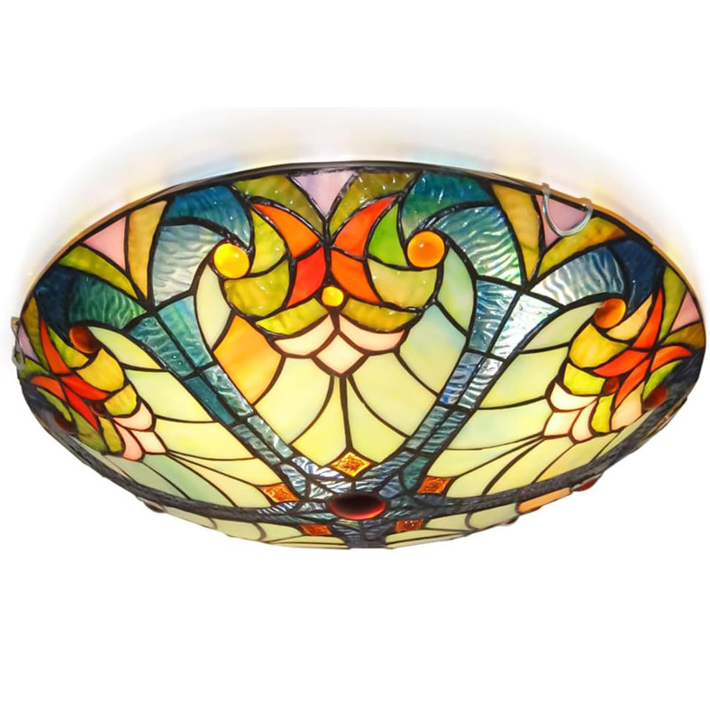 Stained glass Ceiling light featuring 3 - lights, perfect for bedroom, dining, living room, entryway and foyer, Yellow